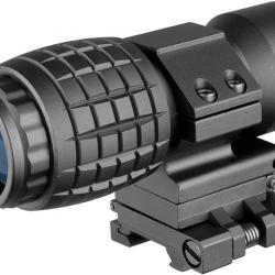 Lunette de visée Optique avec Loupe 4X Adaptée 20mm Rail Picatinny Weaver