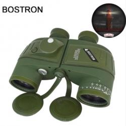 Jumelles Militaires Marines Etanches Télescope Télémètre Boussole Prisme BAK4 HD Chasse 10x50 Vert