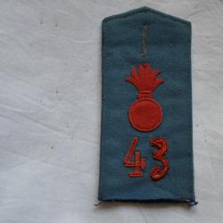 PATTE D'EPAULE ALLEMANDE ARTILLERIE DE CAMPAGNE n°43-GERMAN SHOULDER BOARDS FAR 43-1° WW-GUERRE 1914