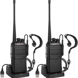 Talkies Walkies Professionnel 2pcs 16 Canaux Rechargeable Batterie1500 mA Radio Bidirectionnelle UHF