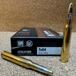 1 BOITE DE MUNITIONS CHASSE RWS CAL:  7X64   EVO 10.3 gr