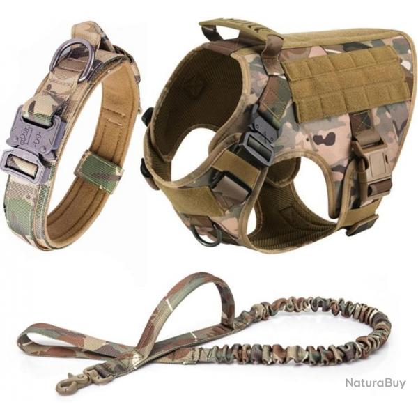 Harnais Laisse De Collier Tactique Militaire Ensemble Gilet Labrador Berger Allemand K9 Camouflage