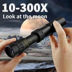 Jumelles puissantes Portables Zoom HD 10-300X Lunettes de Vision Nocturne, Télescope Monoculaire
