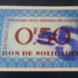 BON DE SOLIDARITE 0.50 F PETAIN  SURCHARGE 5 F  ENTRAIDE AUX PRISONNIERS DE GUERRE