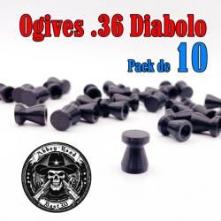 Balle tir réduit .36 ogive diabolo plastique - Pack de 10 - Bast3D