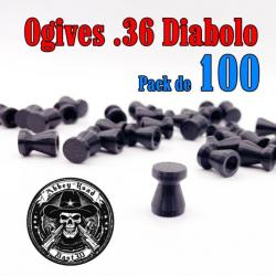 Balle tir réduit .36 ogive diabolo plastique - Pack de 100 - Bast3D