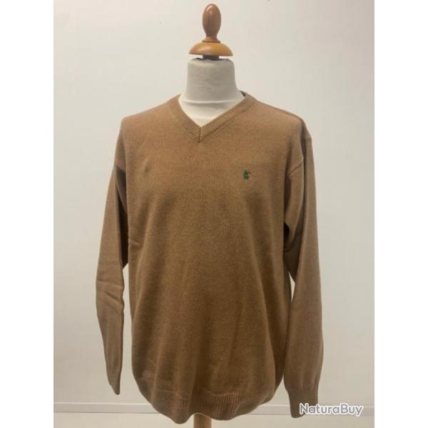 Pull beige col V - B.O. BANDE ORIGINALE