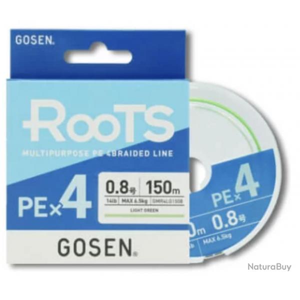 Tresse Gosen Roots X4 Light Green 150m 150m 0,148mm 6,5kg