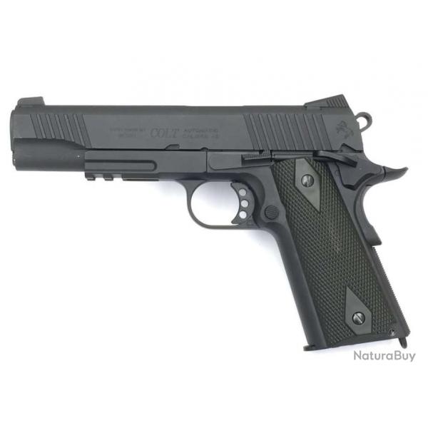 Colt 1911 Rail gun Noir Mat culasse metal Blowback - CO2- KWC