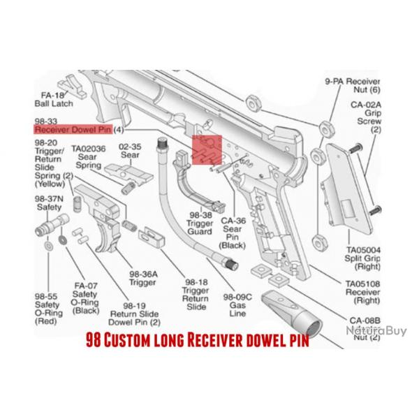 98 Custom long Receiver dowel pin -11717