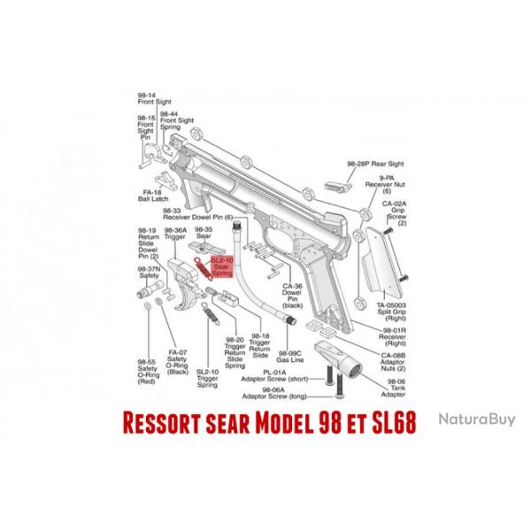 Ressort sear Tippmann 98 Custom Old Model et Sl68 -11908