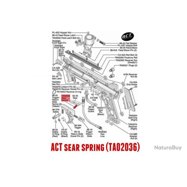 Tippmann 98 ACT et FT12 sear spring vert 11736