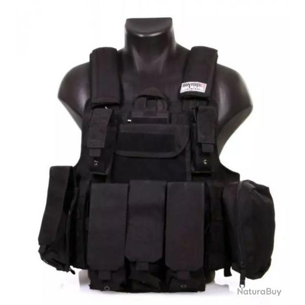 Veste tactique Airsoft CRS -Noire - Swiss Arrms