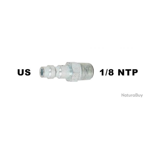 Adaptateur acier HPA/PCP 1/8 NPT avec connecteur Type US - Redline Airsoft