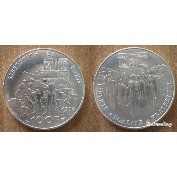 France 100 Francs 1994 Liberation De Paris Piece Argent Arc De Triomphe Defile Char