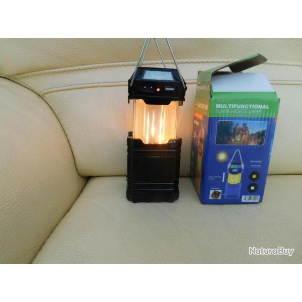 op-otr LAMPE SOLAIRE NOIRE POUR CAMPING TOTALEMENT AUTONOME 4 EN 1