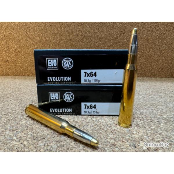 2 BOITES DE MUNITIONS , 40 Balles,  RWS CAL:  7X64   EVO 10.3 gr