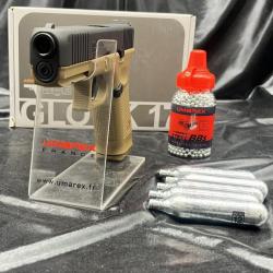 Pack prêt à tirer PISTOLET "GLOCK 17 GEN5" - CO2 - CAL BB/4.5MM - BLACK COYOTE