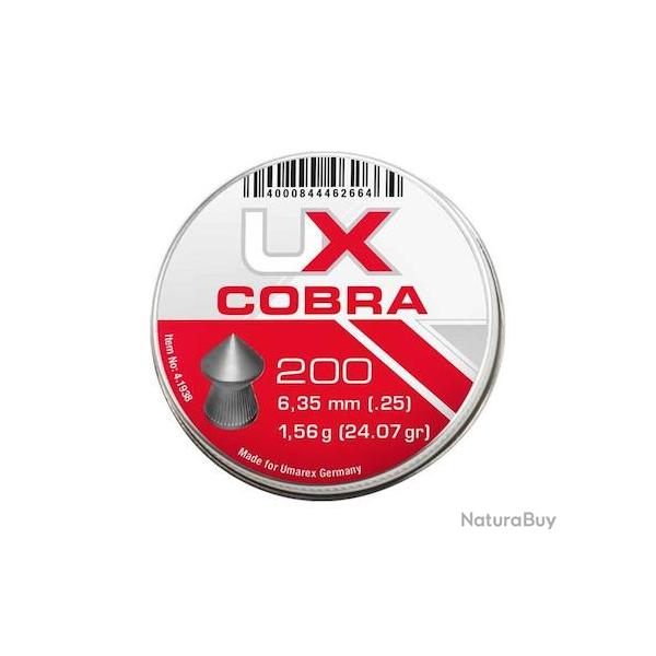 PLOMB COBRA UX TETE POINTUE CAL 6.35 MM 1.56G /200 Plombs