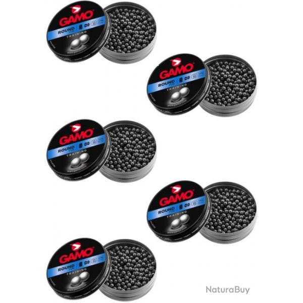 Lot de 5 botes de 500 plombs ROUND FUN 4,5 mm - GAMO