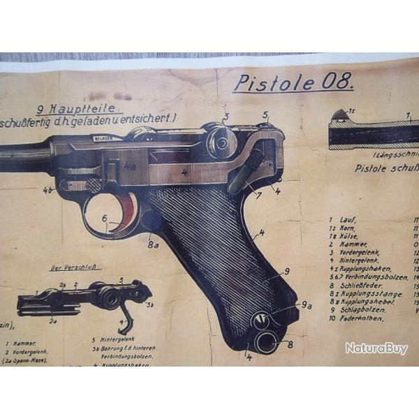 Luger Parabellum P08 poster affiche document militaire muse