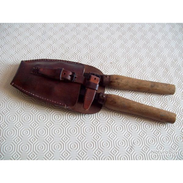 militaria ww1 tui cuir  de petite pince peugeot frres coupe barbel 14/18 poilu tranche