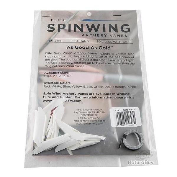 SPINWING ELITE - Plumes 1-3/4" BLANC GAUCHER (LH)