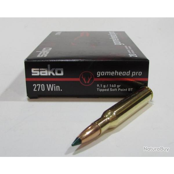 1 boite 20 cartouches sako cal 270 Winchester gamehead pro  140grs