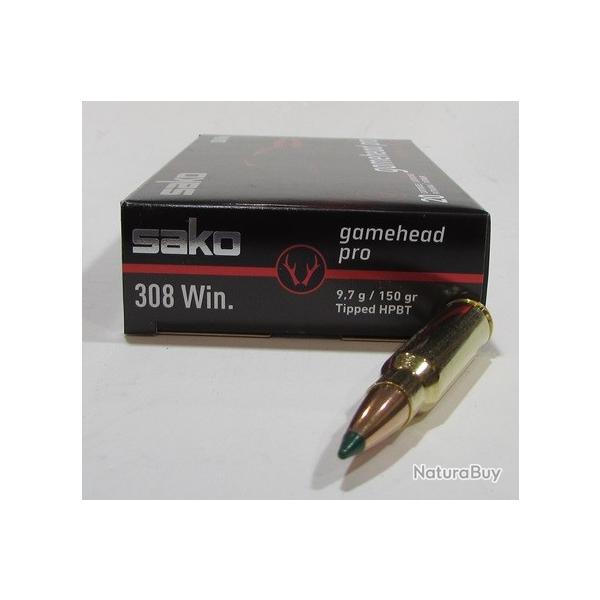 1 boite de 20 cartouches, cal 308 winchester , sako gamehead pro 150 grains