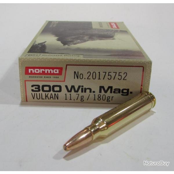 boite  20 cartouches  cal 300 Winchester norma vulkan  180 grains