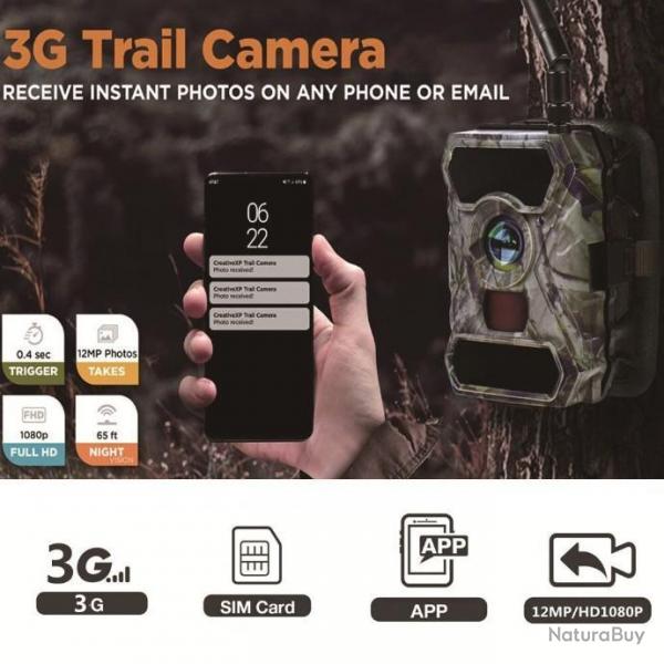 Camra de Chasse grand Angle 3G S880G 12mp 1080P