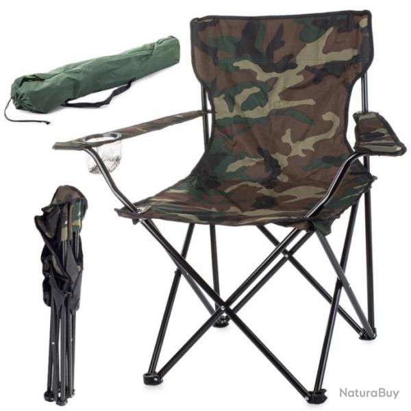 Sige de pche pliant RELOAD CAMO avec porte-gobelet Camping Voyage Festival