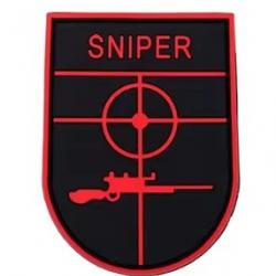 Patch Sniper - Noir/rouge - PVC - velcro - Livraison gratuite