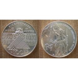 France 100 Francs 1993 Musee Du Louvre 200 Ans Liberte Guidant Le Peuple Piece Argent