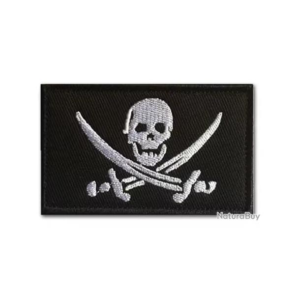 Patch Drapeau - Pirate - Noir - velcro - Livraison gratuite