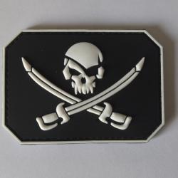 Patch Drapeau Pirate PVC velcro noir-blanc