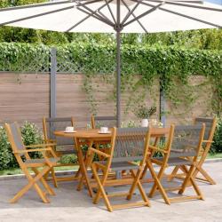 Ensemble à manger de jardin 7pcs gris polypropylène bois massif