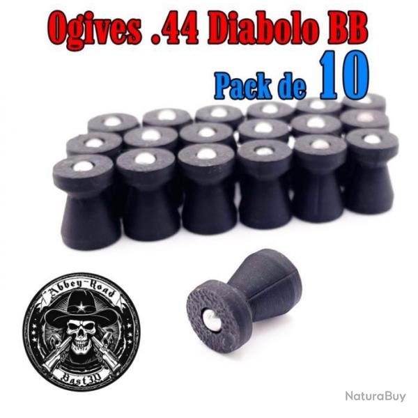 Balle tir rduit .44 ogive diabolo BB plastique - Pack de 10 - Bast3D