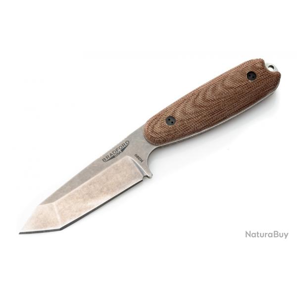 Couteau Bradford Guardian 3.5 Tanto Natural Manche Micarta Lame Acier N690 Etui Cuir USA BRAD35T104