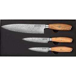 Wusaki Fujiko WUDORC3C Coffret couteaux 10CR damas Chef + Office + Universel