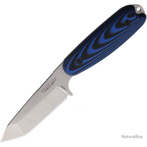 Couteau Bradford Guardian 3.5 Tanto Blk/Blue Manche G10 Lame Acier N690 Etui Cuir USA BRAD35T113 Z