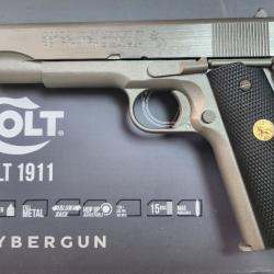 COLT 1911 EDITION LIMITÉE 70'S SILVER FULL METAL 6MM 1.5 JOULES CUSTOM CROSSES NOIRES BLOWBACK CO2