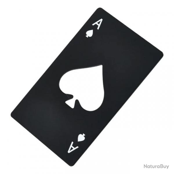 Carte de poker as de pique ouvre bouteille noire en acier inoxydable personnalisable