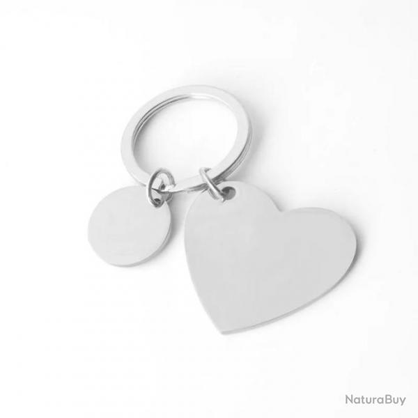 Porte cl coeur argent en mtal  personnaliser