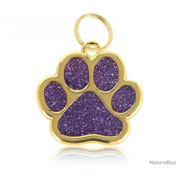 Pendentif patte de chien Violet / Dor pour animaux de compagnie personnalisable