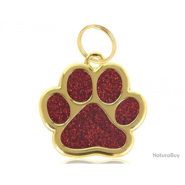 Pendentif patte de chien Rouge / Dor pour animaux de compagnie personnalisable