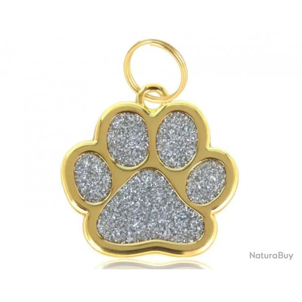 Pendentif patte de chien Argent / Dor pour animaux de compagnie personnalisable