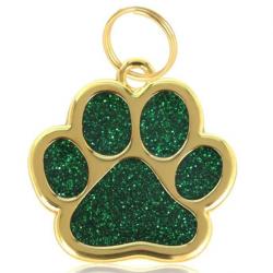 Pendentif patte de chien Vert / Doré pour animaux de compagnie personnalisable