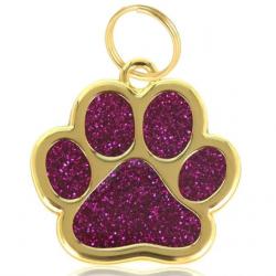 Pendentif patte de chien Rose-Rouge / Doré pour animaux de compagnie personnalisable