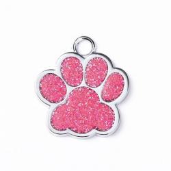 Pendentif patte de chien Rose / Argenté pour animaux de compagnie personnalisable